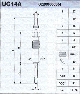 Magneti Marelli 062900006304 - Свічка розжарювання autozip.com.ua