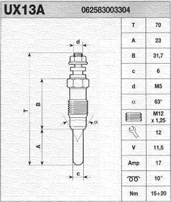 Magneti Marelli 062583003304 - Свічка розжарювання autozip.com.ua