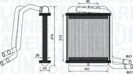 Magneti Marelli 350218458000 - Теплообмінник, опалення салону autozip.com.ua