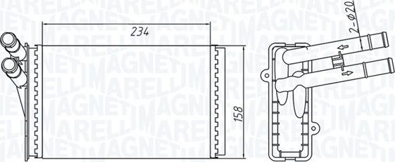 Magneti Marelli 350218409000 - Теплообмінник, опалення салону autozip.com.ua