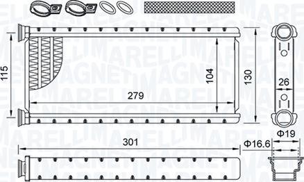 Magneti Marelli 350218514000 - Теплообмінник, опалення салону autozip.com.ua