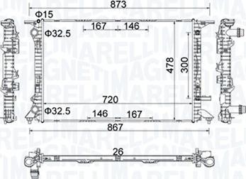 Magneti Marelli 350213152100 - Радіатор, охолодження двигуна autozip.com.ua