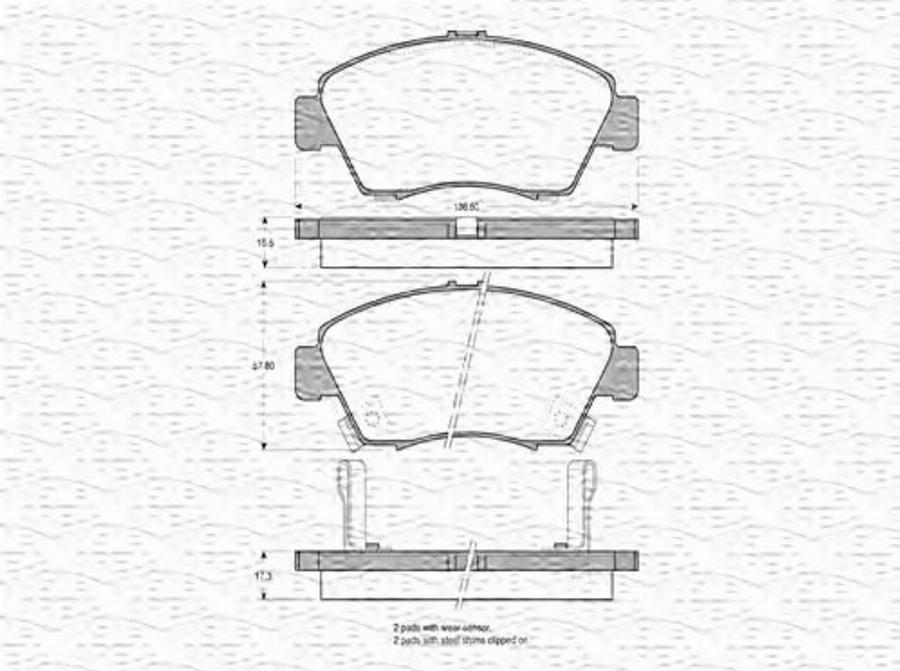 Magneti Marelli 363702160614 - Гальмівні колодки, дискові гальма autozip.com.ua