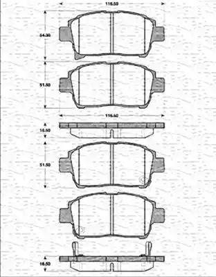 Magneti Marelli 363702161244 - Гальмівні колодки, дискові гальма autozip.com.ua