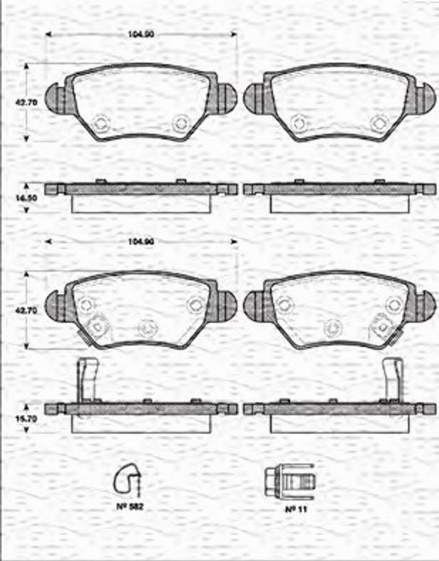 Magneti Marelli 363702161261 - Гальмівні колодки, дискові гальма autozip.com.ua