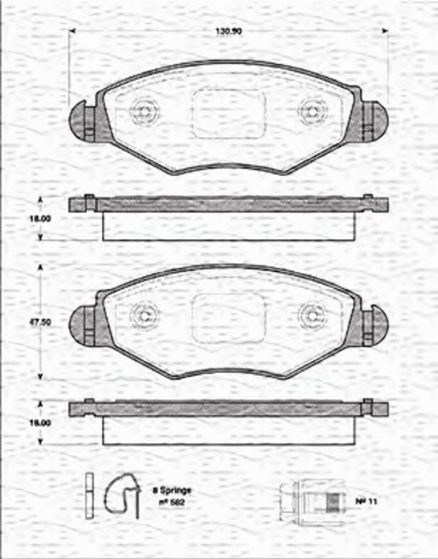 Magneti Marelli 363702161204 - Гальмівні колодки, дискові гальма autozip.com.ua