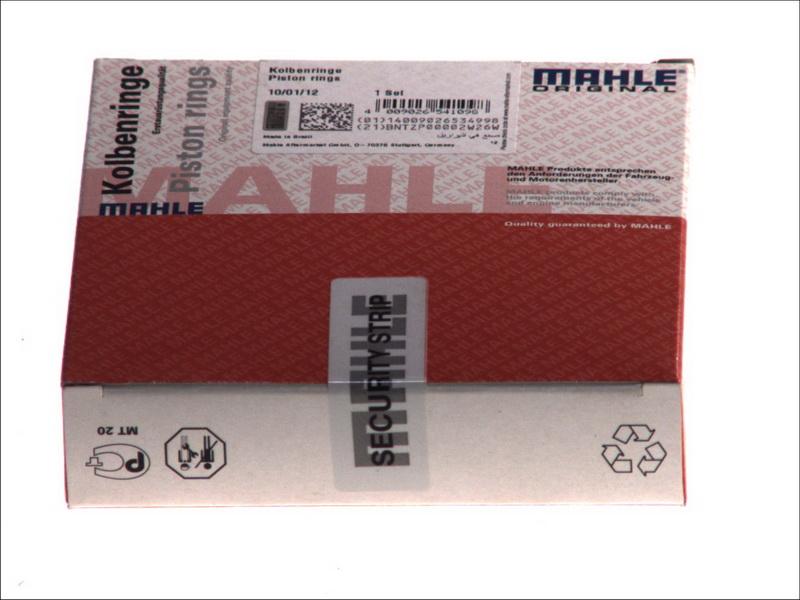 MAHLE 039 99 N0 - Комплект поршневих кілець autozip.com.ua