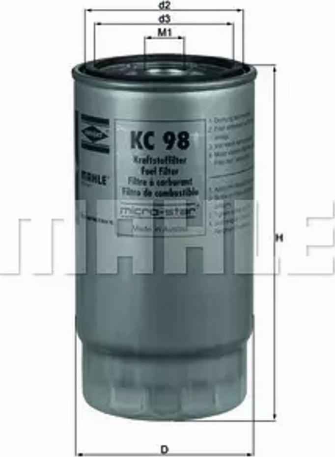MAHLE KC 98 - Паливний фільтр autozip.com.ua