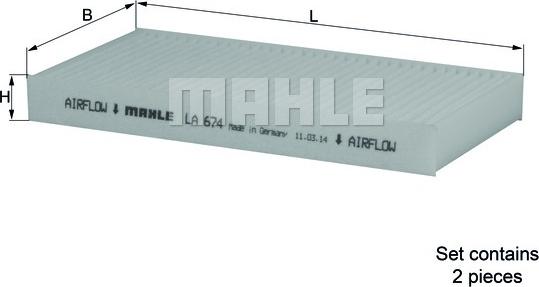 MAHLE LA 674/S - Фільтр, повітря у внутрішній простір autozip.com.ua
