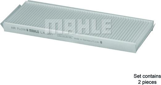 MAHLE LA 391/S - Фільтр, повітря у внутрішній простір autozip.com.ua