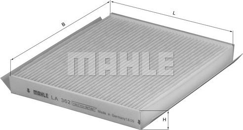 MAHLE LA 362 - Фільтр, повітря у внутрішній простір autozip.com.ua