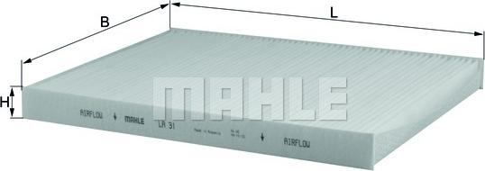 MAHLE LA 31 - Фільтр, повітря у внутрішній простір autozip.com.ua
