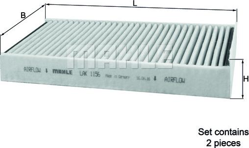 MAHLE LAK 1156/S - Фільтр, повітря у внутрішній простір autozip.com.ua