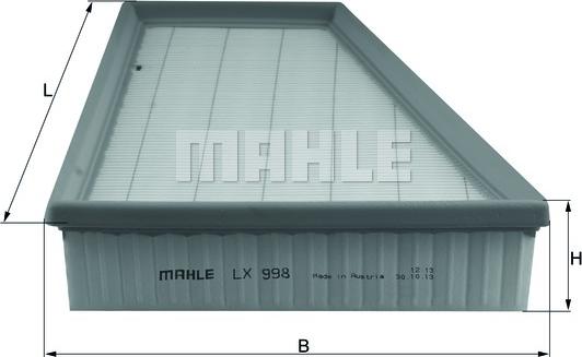 MAHLE LX 998 - Повітряний фільтр autozip.com.ua
