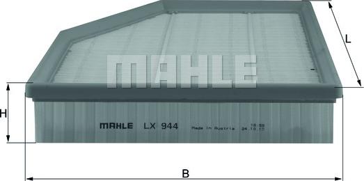 MAHLE LX 944 - Повітряний фільтр autozip.com.ua