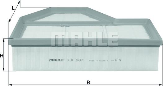 MAHLE LX 987 - Повітряний фільтр autozip.com.ua