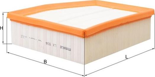 MAHLE LX 934 - Повітряний фільтр autozip.com.ua