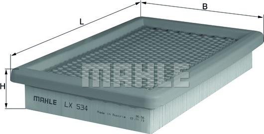 MAHLE LX 534 - Повітряний фільтр autozip.com.ua