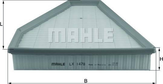 MAHLE LX 1478 - Повітряний фільтр autozip.com.ua