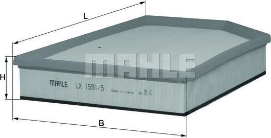 MAHLE LX 1591/9 - Повітряний фільтр autozip.com.ua