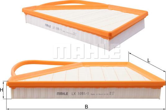MAHLE LX 1091/1 - Повітряний фільтр autozip.com.ua
