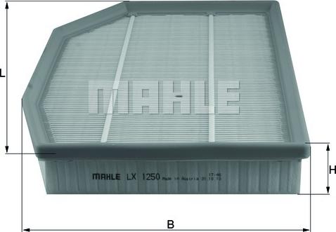 MAHLE LX 1250 - Повітряний фільтр autozip.com.ua