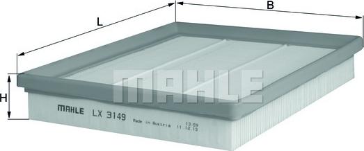 MAHLE LX 3149 - Повітряний фільтр autozip.com.ua
