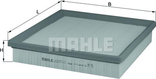 MAHLE LX 2077/3 - Повітряний фільтр autozip.com.ua