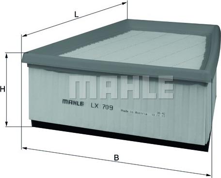 MAHLE LX 709 - Повітряний фільтр autozip.com.ua