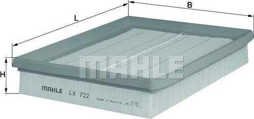 MAHLE LX 722 - Повітряний фільтр autozip.com.ua