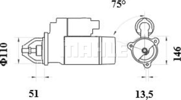 MAHLE MS 462 - Стартер autozip.com.ua