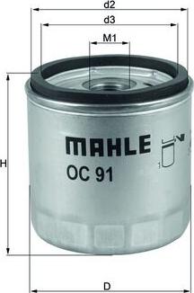 MAHLE OC 91D1 - Масляний фільтр autozip.com.ua