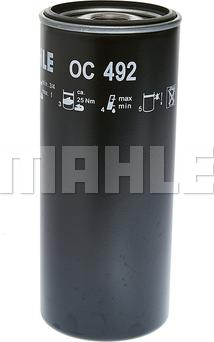 MAHLE OC 492 - Масляний фільтр autozip.com.ua