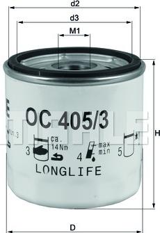 MAHLE OC 405/3 - Масляний фільтр autozip.com.ua