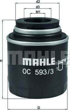 MAHLE OC 593/3 - Масляний фільтр autozip.com.ua