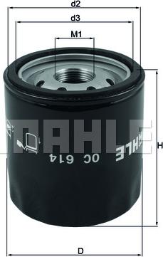 MAHLE OC 614 - Масляний фільтр autozip.com.ua