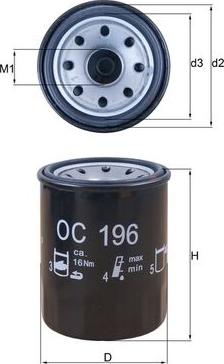MAHLE OC 196 - Масляний фільтр autozip.com.ua
