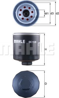 MAHLE OC 1539 - Масляний фільтр autozip.com.ua