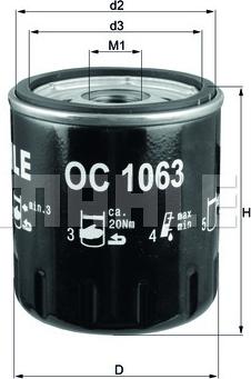 MAHLE OC 1063 - Масляний фільтр autozip.com.ua