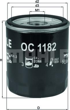 MAHLE OC 1182 - Масляний фільтр autozip.com.ua
