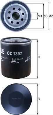 MAHLE OC 1397 - Масляний фільтр autozip.com.ua