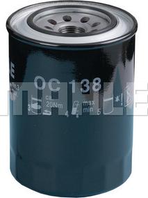 MAHLE OC 138 - Масляний фільтр autozip.com.ua