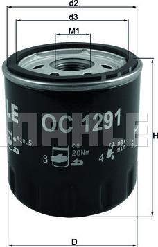 MAHLE OC 1291 - Масляний фільтр autozip.com.ua