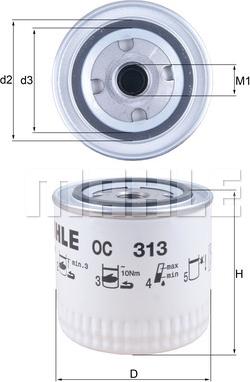 MAHLE OC 313 - Масляний фільтр autozip.com.ua