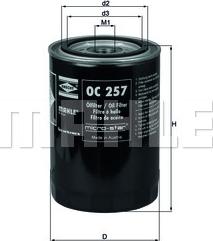 MAHLE OC 257 - Масляний фільтр autozip.com.ua