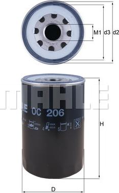 MAHLE OC 206 - Масляний фільтр autozip.com.ua