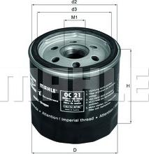 MAHLE OC 21 - Масляний фільтр autozip.com.ua