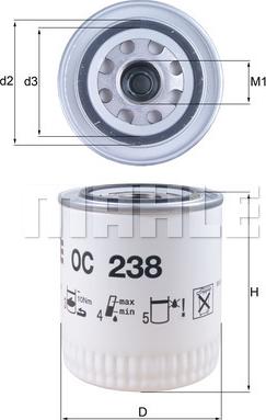 MAHLE OC 238 - Масляний фільтр autozip.com.ua