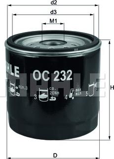 MAHLE OC 232 - Масляний фільтр autozip.com.ua