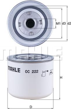 MAHLE OC 222 - Масляний фільтр autozip.com.ua